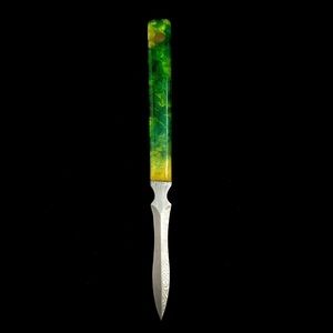 Green & Yellow Resin Handle Letter Opener Knife